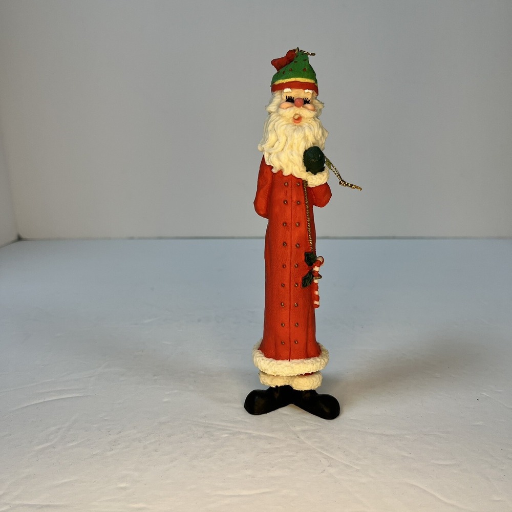Santa Claus 7" Skinny Pencil Thin Christmas Tree Standing‎ or Hanging Ornament